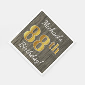 Faux Wood, Faux Gold 88th Birthday + Eigen naam Servetten (Hoek)