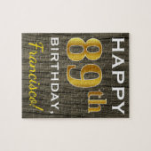 Faux Wood, Faux Gold 89th Birthday + Eigen naam Legpuzzel (Horizontaal)