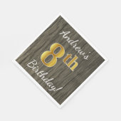 Faux Wood, Faux Gold 8th Birthday + Eigen naam Servetten (Hoek)