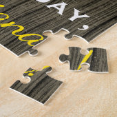 Faux Wood, Faux Gold 90th Birthday + Eigen naam Legpuzzel (Zijkant)