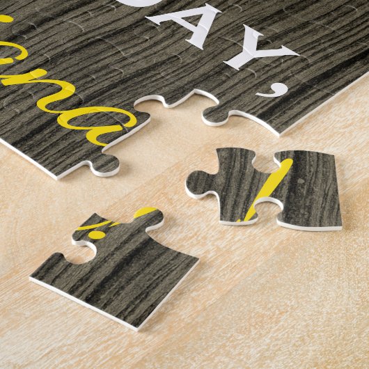 Faux Wood, Faux Gold 91st Birthday + Eigen naam Legpuzzel (Zijkant)