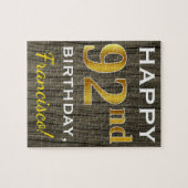 Faux Wood, Faux Gold 92nd Birthday + Eigen naam Legpuzzel (Horizontaal)