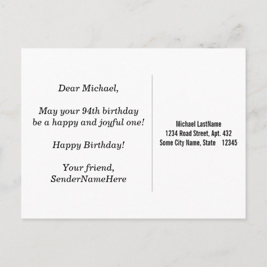 Faux Wood, Faux Gold 94th Birthday + Eigen naam Briefkaart (Achterkant)