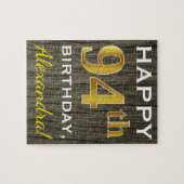 Faux Wood, Faux Gold 94th Birthday + Eigen naam Legpuzzel (Horizontaal)