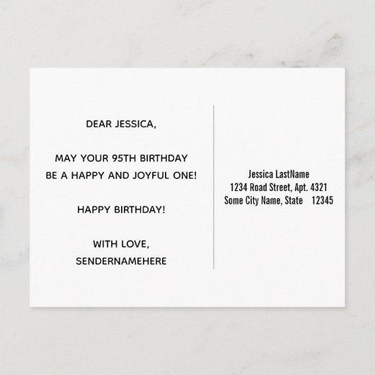 Faux Wood, Faux Gold 95th Birthday & Custom Name Briefkaart (Achterkant)