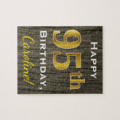 Faux Wood, Faux Gold 95th Birthday + Eigen naam Legpuzzel (Horizontaal)