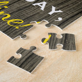 Faux Wood, Faux Gold 95th Birthday + Eigen naam Legpuzzel (Zijkant)