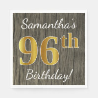 Faux Wood, Faux Gold 96th Birthday + Eigen naam