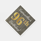 Faux Wood, Faux Gold 96th Birthday + Eigen naam Servetten (Hoek)