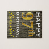 Faux Wood, Faux Gold 97th Birthday + Eigen naam Legpuzzel (Horizontaal)