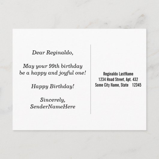 Faux Wood, Faux Gold 99th Birthday + Eigen naam Briefkaart (Achterkant)