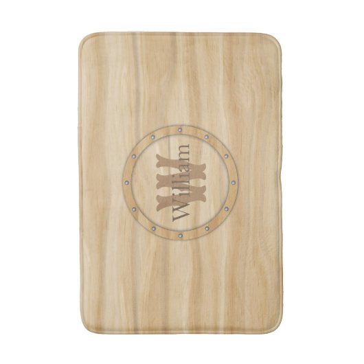 Faux Wood Grain Monogram Badmat (Voorkant Verticaal)