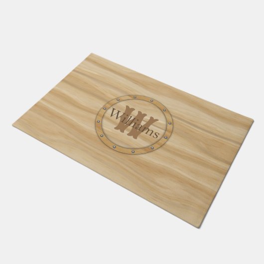Faux Wood Grain Monogram Deurmat (Schuin)
