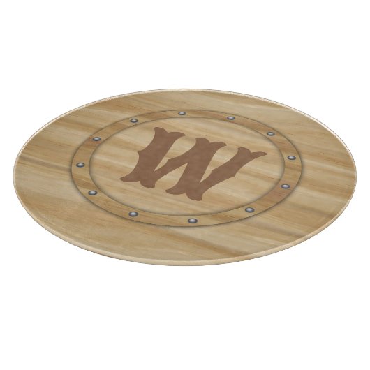 Faux Wood Grain Monogram Snijplank (Hoek)