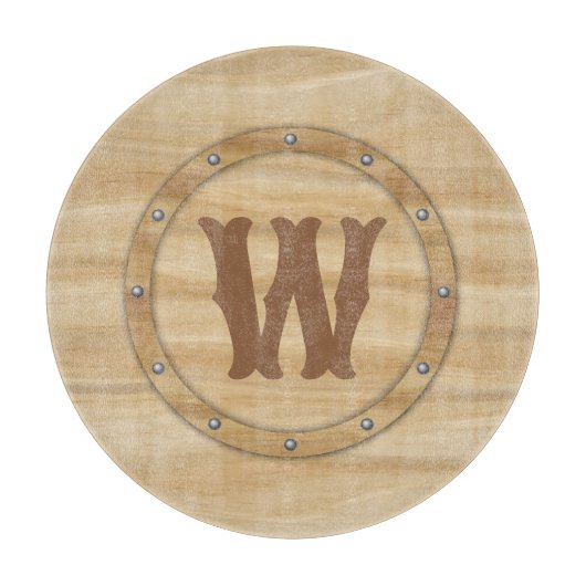 Faux Wood Grain Monogram Snijplank (Voorkant)
