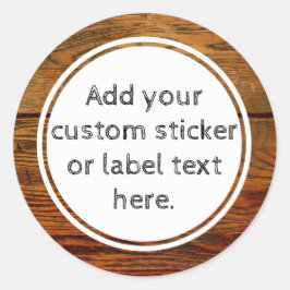 Faux Wood Grain Plank Custom Canning Jar Craft Ronde Sticker