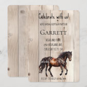 Faux Wood Horse Verjaardag Kaart (Voorkant / Achterkant)