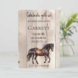 Faux Wood Horse Verjaardag Kaart