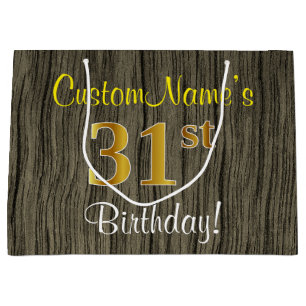 Faux Wood Kijk, Faux Gold 31st Birthday + Naam Groot Cadeauzakje