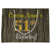 Faux Wood Kijk, Faux Gold 51st Birthday + Naam