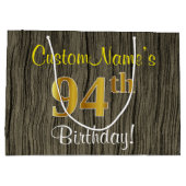 Faux Wood Kijk, Faux Gold 94th Birthday + Naam Groot Cadeauzakje (Achterkant)