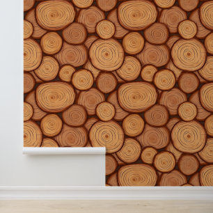 Faux Wood Log Ends Behang