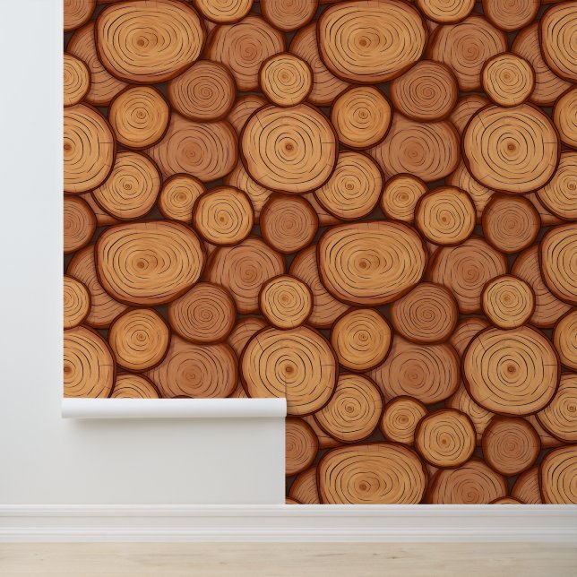 Faux Wood Log Ends Behang (Applicatie)