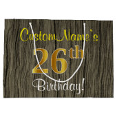 Faux Wood Look, Faux Gold 26e verjaardag + naam Groot Cadeauzakje (Achterkant)