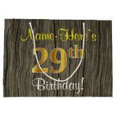 Faux Wood Look, Faux Gold 29e verjaardag + naam Groot Cadeauzakje (Achterkant)