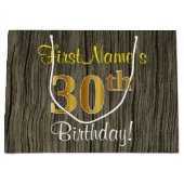 Faux Wood Look, Faux Gold 30ste verjaardag + naam Groot Cadeauzakje (Voorkant)