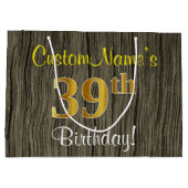 Faux Wood Look, Faux Gold 39e verjaardag + Naam Groot Cadeauzakje (Achterkant)
