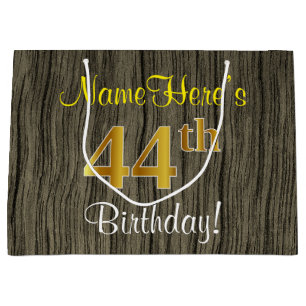 Faux Wood Look, Faux Gold 44e verjaardag + naam Groot Cadeauzakje