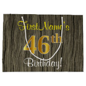 Faux Wood Look, Faux Gold 46e verjaardag + naam Groot Cadeauzakje (Achterkant)