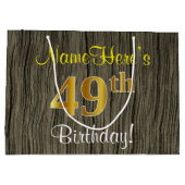 Faux Wood Look, Faux Gold 49e verjaardag + naam Groot Cadeauzakje (Achterkant)