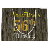 Faux Wood Look, Faux Gold 56e verjaardag + naam Groot Cadeauzakje (Achterkant)