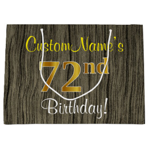Faux Wood Look, Faux Gold 72e verjaardag + Naam Groot Cadeauzakje