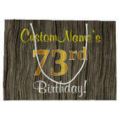 Faux Wood Look, Faux Gold 73e verjaardag + naam Groot Cadeauzakje (Achterkant)
