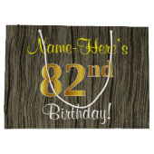 Faux Wood Look, Faux Gold 82e verjaardag + Naam Groot Cadeauzakje (Achterkant)