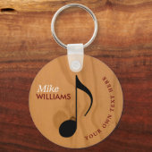 Faux Wood Music Symbol Sleutelhanger met naam (Voorkant)