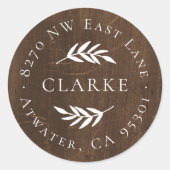 Faux Wood Olive Branch Rond retour adreslabel Ronde Sticker (Voorkant)