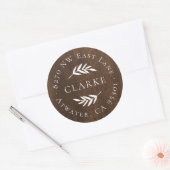 Faux Wood Olive Branch Rond retour adreslabel Ronde Sticker (Envelop)