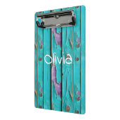 Faux Wood Paarse en Turquoise Blue Mini Klembord (Angled2)