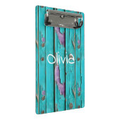 Faux Wood Paarse en Turquoise Blue Mini Klembord (Schuin)