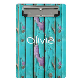 Faux Wood Paarse en Turquoise Blue Mini Klembord