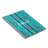 Faux Wood Paarse en Turquoise Blue Notitieboek (Rechterzijde)