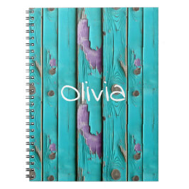 Faux Wood Paarse en Turquoise Blue Notitieboek