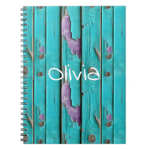 Faux Wood Paarse en Turquoise Blue Notitieboek