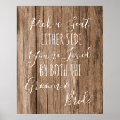 Faux wood Pick a Seat Beide Side bruiloft Poster (Voorkant)