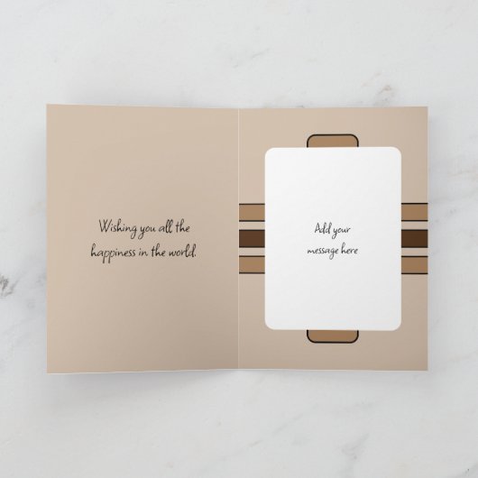 Faux wood rustic 18th brown foto jarig kaart (Binnen)