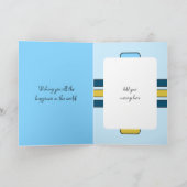 Faux wood rustic 21st blauwe foto verjaardag kaart (Binnen)